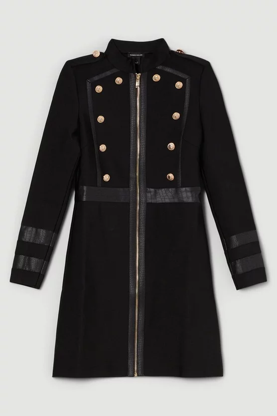 Outlet 🤩 Karen Millen Bandage Knit And Croc Pu Military Trim 👗 Dress 🔔 6 Outlet 🤩 Karen Millen Bandage Knit And Croc Pu Military Trim 👗 Dress 🔔 - Image 4