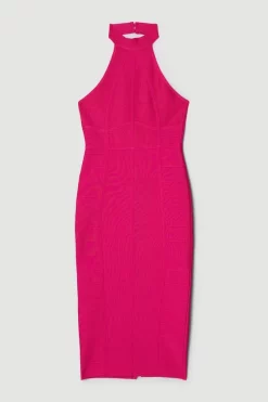 Flash Sale ⌛ Karen Millen Bandage Knit Halter Neck Figure Form 👗 Dress ⭐ -Karen Millen Outlet store bkk05024 fuchsia xl 3