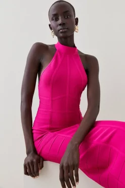 Flash Sale ⌛ Karen Millen Bandage Knit Halter Neck Figure Form 👗 Dress ⭐ -Karen Millen Outlet store bkk05024 fuchsia xl 4