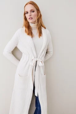 Cheapest ❤️ Karen Millen Shawl Neck Belted Rib Cardigan 🎁 14 Cheapest ❤️ Karen Millen Shawl Neck Belted Rib Cardigan 🎁 -Karen Millen Outlet store bkk05030 ivory xl 4