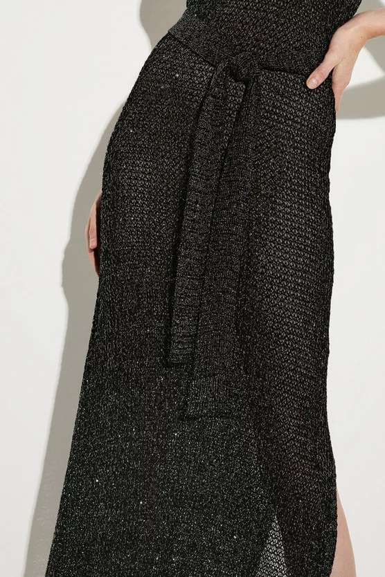 Hot Sale ๐ฅฐ Karen Millen Belted Open Stitch Luxe Shimmer Knit Maxi ๐ Dress ๐คฉ 7 Hot Sale ๐ฅฐ Karen Millen Belted Open Stitch Luxe Shimmer Knit Maxi ๐ Dress ๐คฉ - Image 5