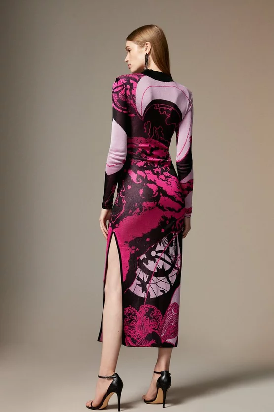 Hot Sale 🥰 Karen Millen British Museum Slinky Knit Star Mapped Jacquard Midaxi 👗 Dress - multi 🥰 7 Hot Sale 🥰 Karen Millen British Museum Slinky Knit Star Mapped Jacquard Midaxi 👗 Dress - multi 🥰 - Image 5