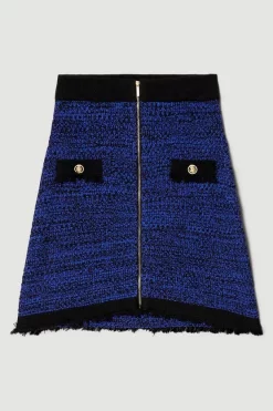 Best deal ⌛ Karen Millen Tweed Knitted Fringe Zip Mini 👗 Skirt ❤️ -Karen Millen Outlet store bkk05054 cobalt xl 3