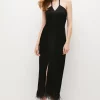 Budget ❤️ Karen Millen Satin Back Crepe Feather Halter Maxi 👗 Dress ✨ -Karen Millen Outlet store bkk05065 black xl