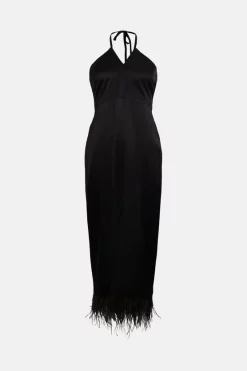 Budget ❤️ Karen Millen Satin Back Crepe Feather Halter Maxi 👗 Dress ✨ 11 Budget ❤️ Karen Millen Satin Back Crepe Feather Halter Maxi 👗 Dress ✨ -Karen Millen Outlet store bkk05065 black xl 3