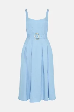 Hot Sale 🛒 Karen Millen Premium Polished Linen Belted Pleat Midi 👗 Dress ❤️ 11 Hot Sale 🛒 Karen Millen Premium Polished Linen Belted Pleat Midi 👗 Dress ❤️ -Karen Millen Outlet store bkk05082 blue xl 3