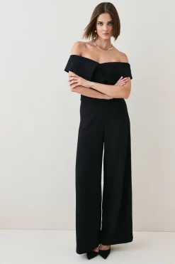 Best Sale 🎁 Karen Millen Tailored Bardot Wide Leg Jumpsuit 🔥