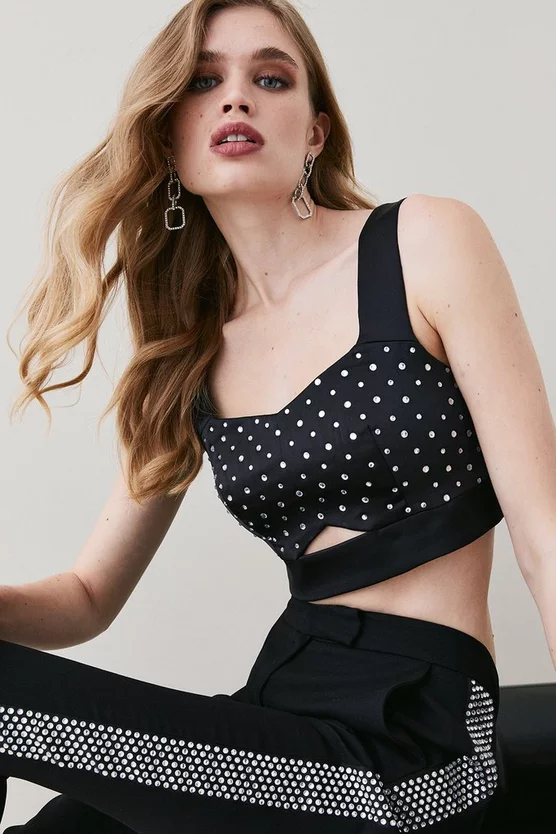 Best Pirce ๐ Karen Millen Satin Diamante Studded Bralet ๐ฅฐ 3 Best Pirce ๐ Karen Millen Satin Diamante Studded Bralet ๐ฅฐ