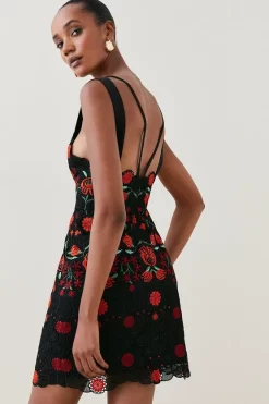 Hot Sale ✨ Karen Millen Rose Chemical Lace Embroidered Mini 👗 Dress - black 🌟 10 Hot Sale ✨ Karen Millen Rose Chemical Lace Embroidered Mini 👗 Dress - black 🌟 -Karen Millen Outlet store bkk05201 black xl 2