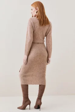 Buy 😀 Karen Millen Premium Mohair Wool Blend Knitted Midi Knit 👗 Dress - oatmeal 🌟 -Karen Millen Outlet store bkk05222 oatmeal xl 4