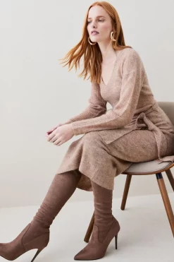 Buy 😀 Karen Millen Premium Mohair Wool Blend Knitted Midi Knit 👗 Dress - oatmeal 🌟 -Karen Millen Outlet store bkk05222 oatmeal xl 5