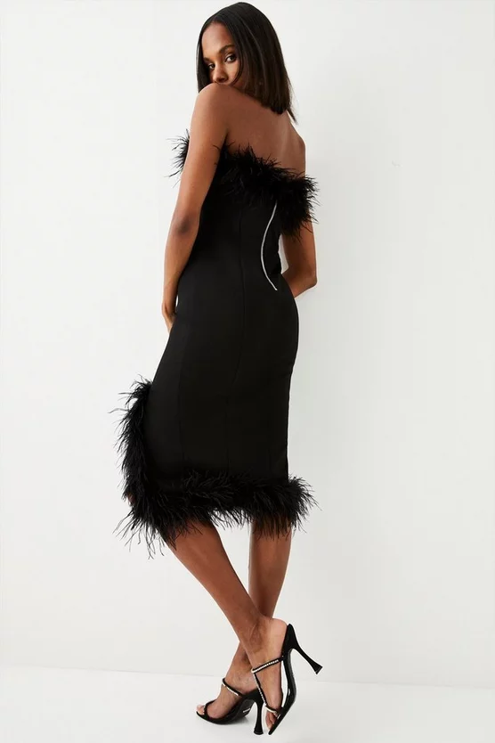 Hot Sale 🤩 Karen Millen Feather & Ponte Bandeau Midi 👗 Dress 😀 5 Hot Sale 🤩 Karen Millen Feather & Ponte Bandeau Midi 👗 Dress 😀 - Image 3