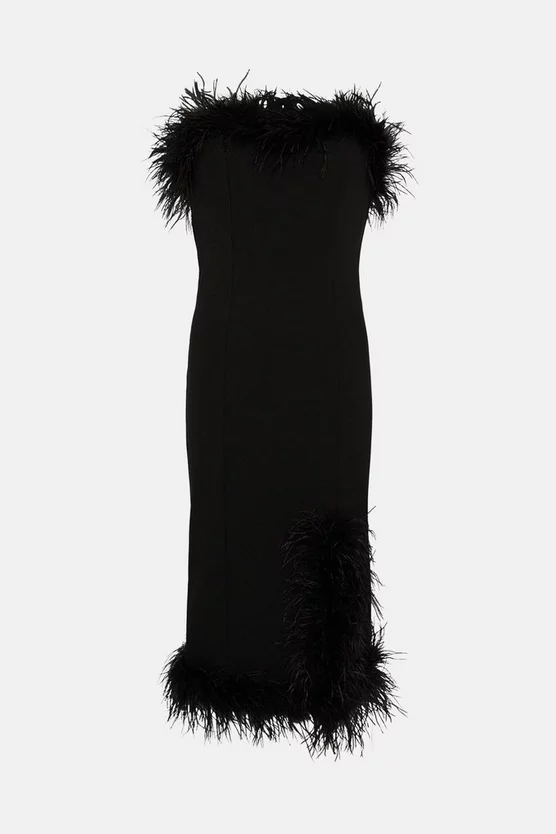 Hot Sale 🤩 Karen Millen Feather & Ponte Bandeau Midi 👗 Dress 😀 6 Hot Sale 🤩 Karen Millen Feather & Ponte Bandeau Midi 👗 Dress 😀 - Image 4