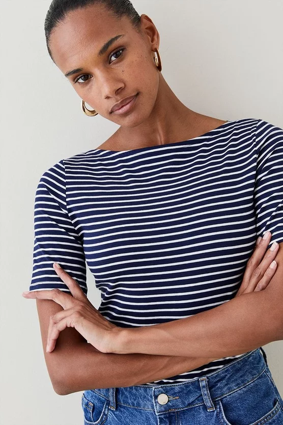 Best reviews of 🛒 Karen Millen Striped Cotton Slash Neck Top ❤️ 4 Best reviews of 🛒 Karen Millen Striped Cotton Slash Neck Top ❤️ - Image 2