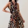 Flash Sale ❤️ Karen Millen Animal Shirred Halter Woven Mini 👗 Dress 🧨 -Karen Millen Outlet store bkk05308 animal xl