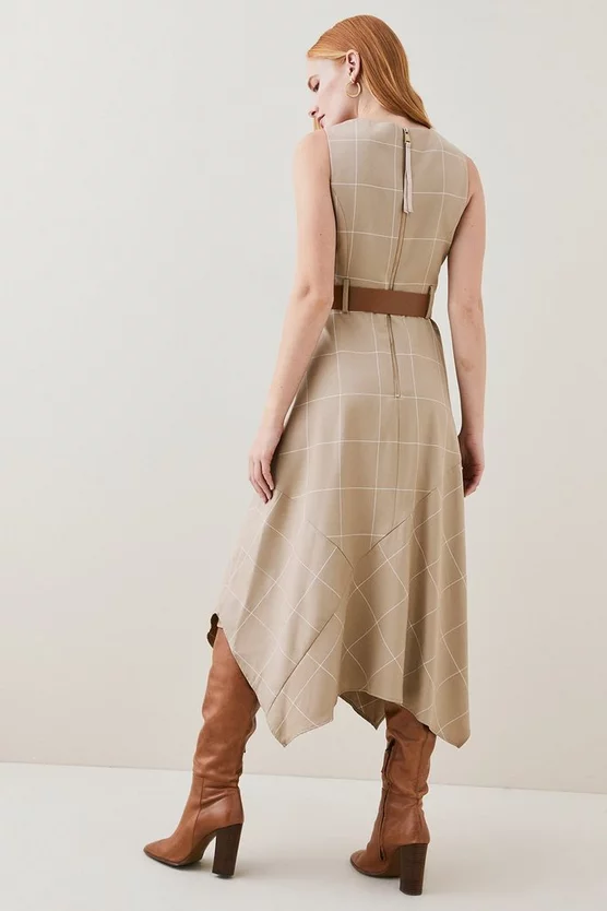 Wholesale ๐ฅฐ Karen Millen Check Belted High Low Midi ๐ Dress - camel ๐งจ 5 Wholesale ๐ฅฐ Karen Millen Check Belted High Low Midi ๐ Dress - camel ๐งจ - Image 3