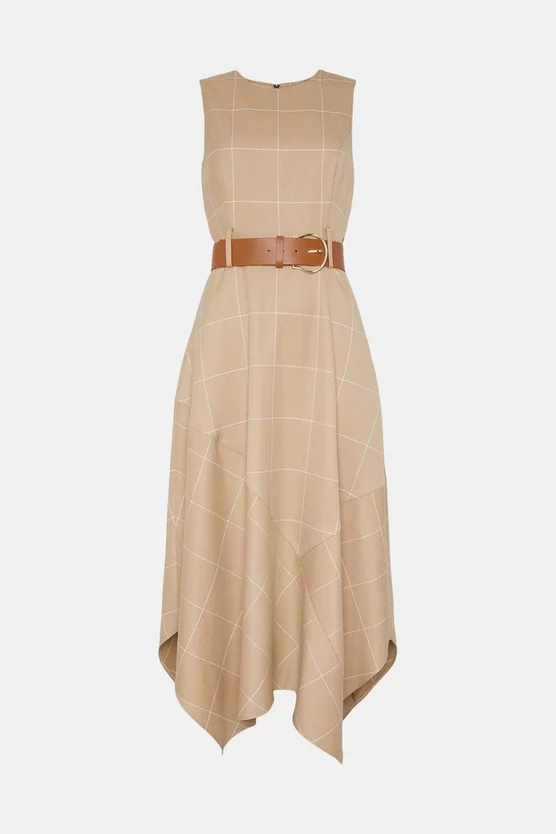 Wholesale ๐ฅฐ Karen Millen Check Belted High Low Midi ๐ Dress - camel ๐งจ 6 Wholesale ๐ฅฐ Karen Millen Check Belted High Low Midi ๐ Dress - camel ๐งจ - Image 4