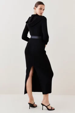 Top 10 🛒 Karen Millen Hooded Knit Midaxi 👗 Dress - black 😍 -Karen Millen Outlet store bkk05335 black xl 2