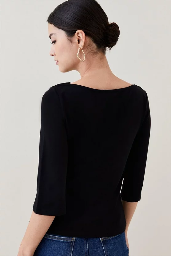 Flash Sale ⌛ Karen Millen Petite Cotton Slash Neck 3/4 Sleeve Top 🔔 5 Flash Sale ⌛ Karen Millen Petite Cotton Slash Neck 3/4 Sleeve Top 🔔 - Image 3