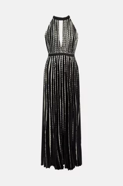 Brand new ⌛ Karen Millen Pleat Lace Insert Drama Woven Halter Maxi 💯 -Karen Millen Outlet store bkk05398 black xl 3