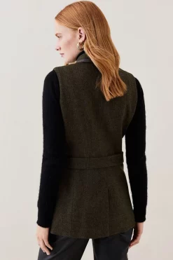 Deals ⭐ Karen Millen Lydia Millen Heritage Tweed Sleeveless Jacket - dark green 😍 -Karen Millen Outlet store bkk05412 dark20green xl 3