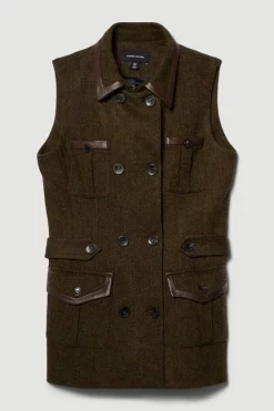 Deals ⭐ Karen Millen Lydia Millen Heritage Tweed Sleeveless Jacket - dark green 😍 -Karen Millen Outlet store bkk05412 dark20green xl 4