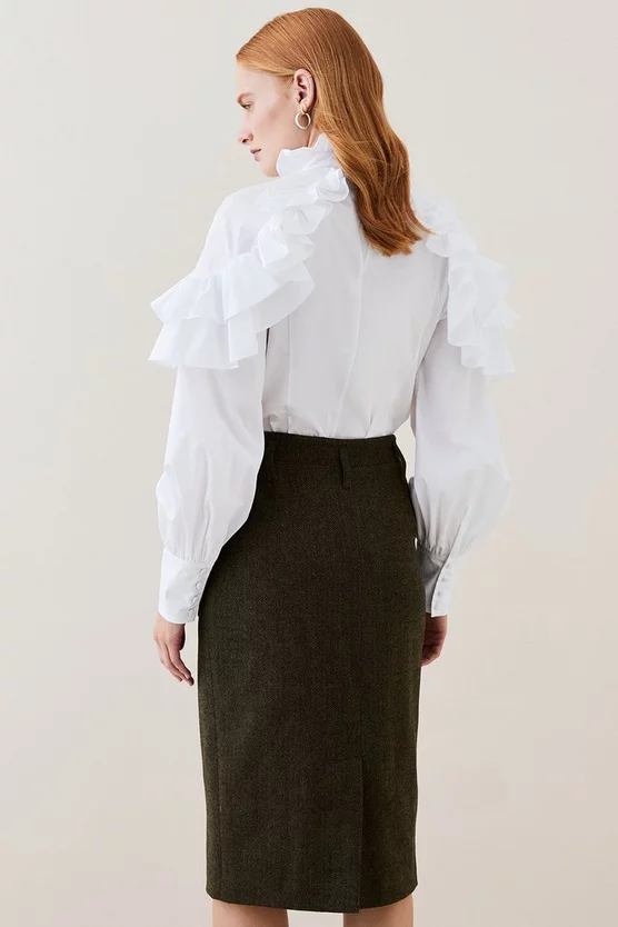 Top 10 ๐งจ Karen Millen Lydia Millen Heritage Tweed Belted Pencil ๐ Skirt - dark green ๐ 6 Top 10 ๐งจ Karen Millen Lydia Millen Heritage Tweed Belted Pencil ๐ Skirt - dark green ๐ - Image 4