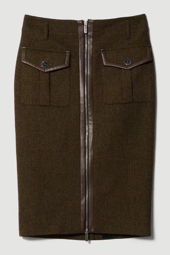 Top 10 ๐งจ Karen Millen Lydia Millen Heritage Tweed Belted Pencil ๐ Skirt - dark green ๐ 7 Top 10 ๐งจ Karen Millen Lydia Millen Heritage Tweed Belted Pencil ๐ Skirt - dark green ๐ - Image 5
