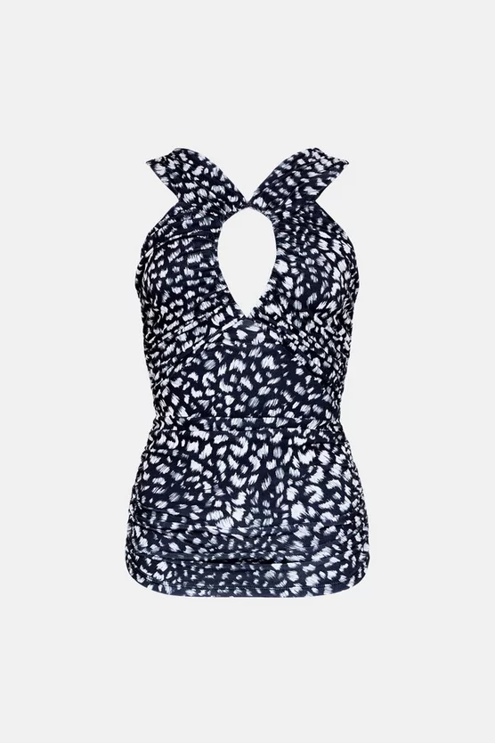 Promo 👏 Karen Millen Animal Print Cut Out Jersey Crepe Top 👍 6 Promo 👏 Karen Millen Animal Print Cut Out Jersey Crepe Top 👍 - Image 4