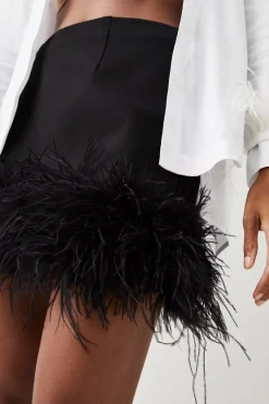 Promo 🔥 Karen Millen Feather Hem Ponte Mini 👗 Skirt ⌛ -Karen Millen Outlet store bkk05462 black xl 2