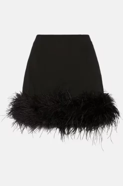 Promo 🔥 Karen Millen Feather Hem Ponte Mini 👗 Skirt ⌛ -Karen Millen Outlet store bkk05462 black xl 3