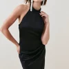 Deals 💯 Karen Millen Viscose Satin Back Crepe Diamante Back Halter Mini 👗 Dress 😉 -Karen Millen Outlet store bkk05479 black xl