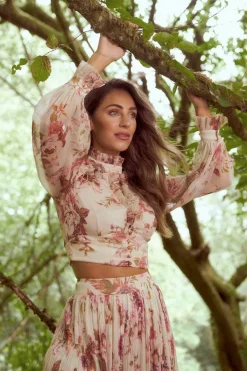 New 💯 Karen Millen Lydia Millen Floral Ruffle Chiffon Blouse 🎁