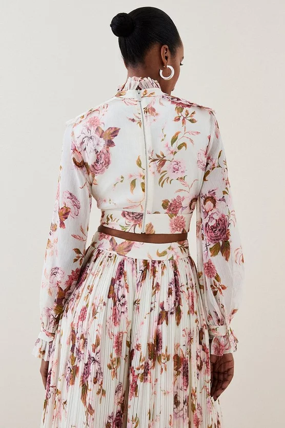 New π― Karen Millen Lydia Millen Floral Ruffle Chiffon Blouse π 7 New π― Karen Millen Lydia Millen Floral Ruffle Chiffon Blouse π - Image 5