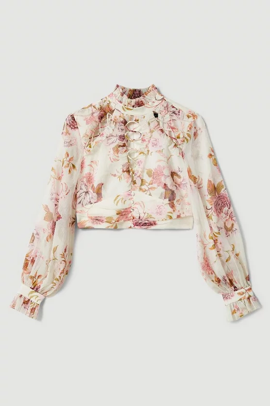 New π― Karen Millen Lydia Millen Floral Ruffle Chiffon Blouse π 8 New π― Karen Millen Lydia Millen Floral Ruffle Chiffon Blouse π - Image 6