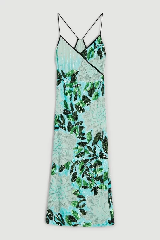 Best Sale โญ Karen Millen Floral Embroidery And Embellished Slip ๐ Dress - green ๐งจ 6 Best Sale โญ Karen Millen Floral Embroidery And Embellished Slip ๐ Dress - green ๐งจ - Image 4