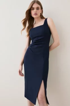 Budget ๐ Karen Millen Structured Crepe Strap Midi Tailored ๐ Dress ๐ฅ