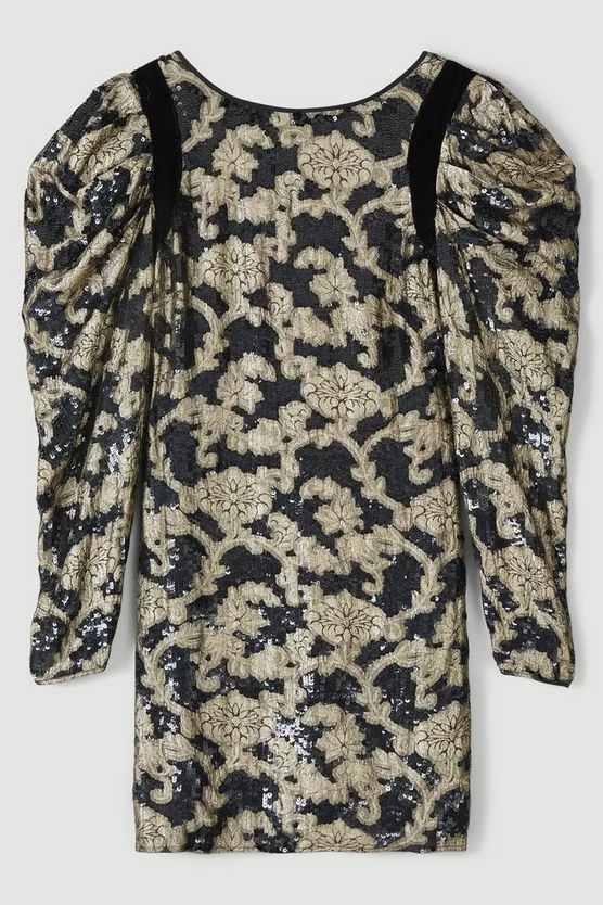 Wholesale ✔️ Karen Millen Sequinned Jacquard Batwing Mini 👗 Dress - black 🎁 6 Wholesale ✔️ Karen Millen Sequinned Jacquard Batwing Mini 👗 Dress - black 🎁 - Image 4