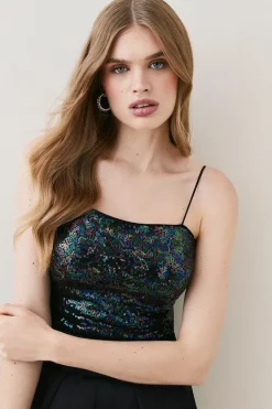 Best Sale 🔔 Karen Millen Sequin Strappy Cami Top 😉