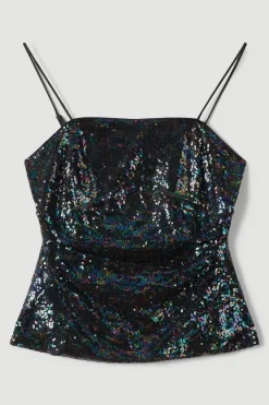 Best Sale π Karen Millen Sequin Strappy Cami Top π 12 Best Sale π Karen Millen Sequin Strappy Cami Top π -Karen Millen Outlet store bkk05671 ink xl 3