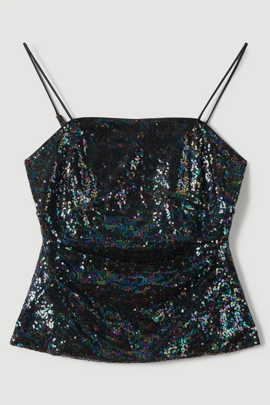 Best Sale π Karen Millen Sequin Strappy Cami Top π 6 Best Sale π Karen Millen Sequin Strappy Cami Top π - Image 4