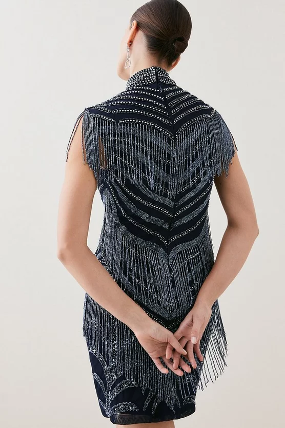 Best reviews of 🛒 Karen Millen Deco Crystal Embellished High Neck Mini 👗 Dress - gun metal 🛒 5 Best reviews of 🛒 Karen Millen Deco Crystal Embellished High Neck Mini 👗 Dress - gun metal 🛒 - Image 3