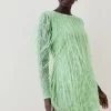 Budget ❤️ Karen Millen Crystal Embellished Fringed Mini 👗 Dress - green 👍 2 Budget ❤️ Karen Millen Crystal Embellished Fringed Mini 👗 Dress - green 👍 -Karen Millen Outlet store bkk05760 green xl