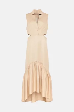 Cheapest ✔️ Karen Millen Premium Polished Linen Cut Out Peplum Maxi 👗 Dress 🥰 11 Cheapest ✔️ Karen Millen Premium Polished Linen Cut Out Peplum Maxi 👗 Dress 🥰 -Karen Millen Outlet store bkk05805 blush xl 3