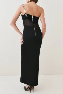 Best Pirce 😉 Karen Millen Italian Jersey Mesh Chain Strap Maxi 👗 Dress - black 🛒 -Karen Millen Outlet store bkk05807 black xl 4