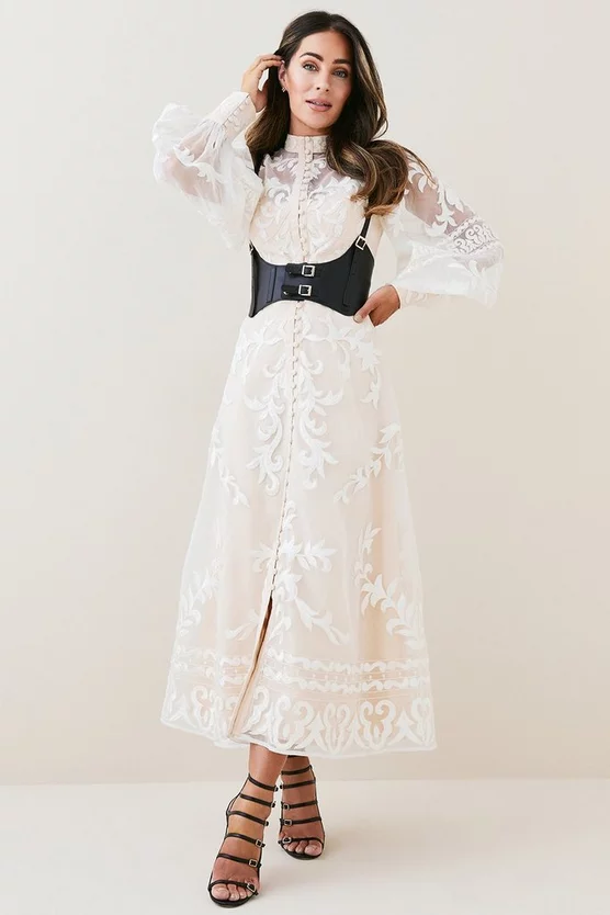 Buy π₯° Karen Millen Lydia Millen Baroque Applique Woven Midi - neutral 𧨠4 Buy π₯° Karen Millen Lydia Millen Baroque Applique Woven Midi - neutral 𧨠- Image 2