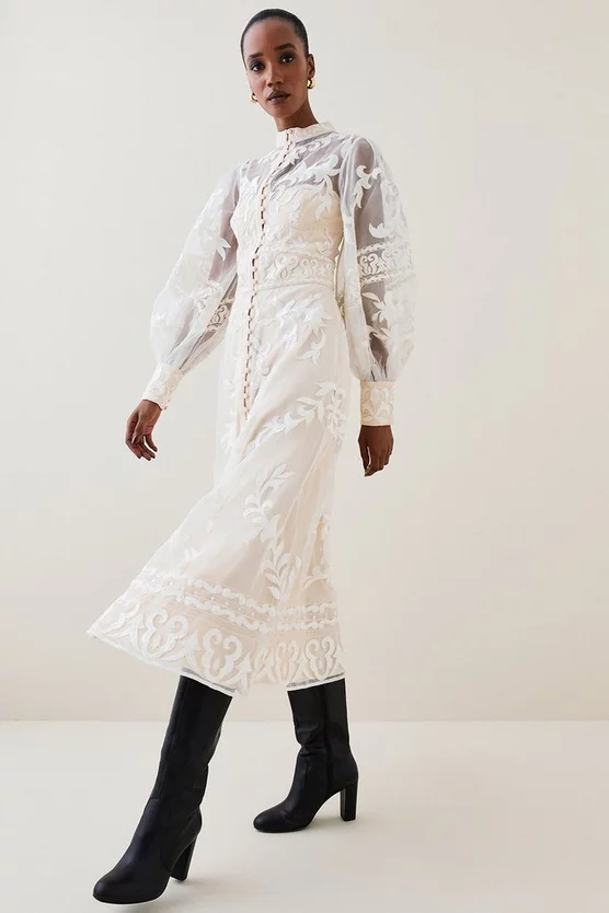Buy π₯° Karen Millen Lydia Millen Baroque Applique Woven Midi - neutral 𧨠5 Buy π₯° Karen Millen Lydia Millen Baroque Applique Woven Midi - neutral 𧨠- Image 3