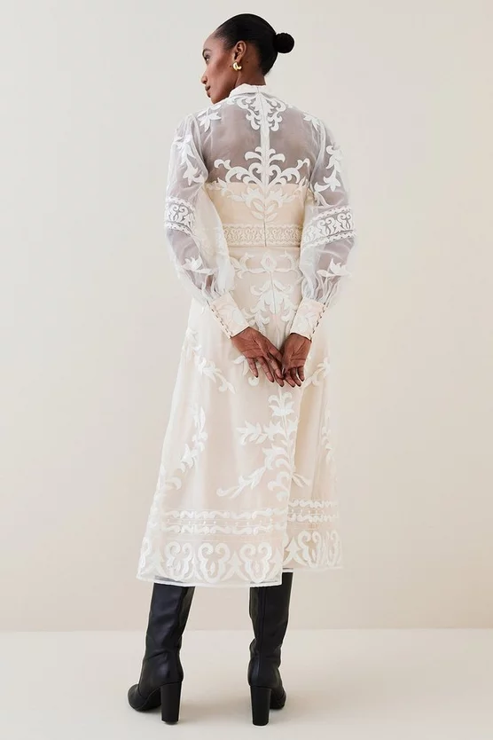 Buy π₯° Karen Millen Lydia Millen Baroque Applique Woven Midi - neutral 𧨠7 Buy π₯° Karen Millen Lydia Millen Baroque Applique Woven Midi - neutral 𧨠- Image 5