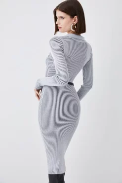 Buy ✨ Karen Millen Buttoned Collar Pocket Front Midi 👗 Dress - grey ❤️ -Karen Millen Outlet store bkk05890 grey xl 4