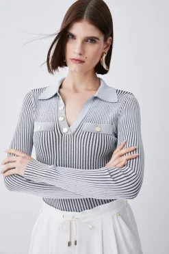 Wholesale 🌟 Karen Millen Buttoned Collar Pocket Front Jumper - grey 👍